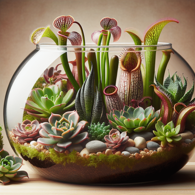 Misturando espécies: plantas carnívoras e suculentas em um terrário