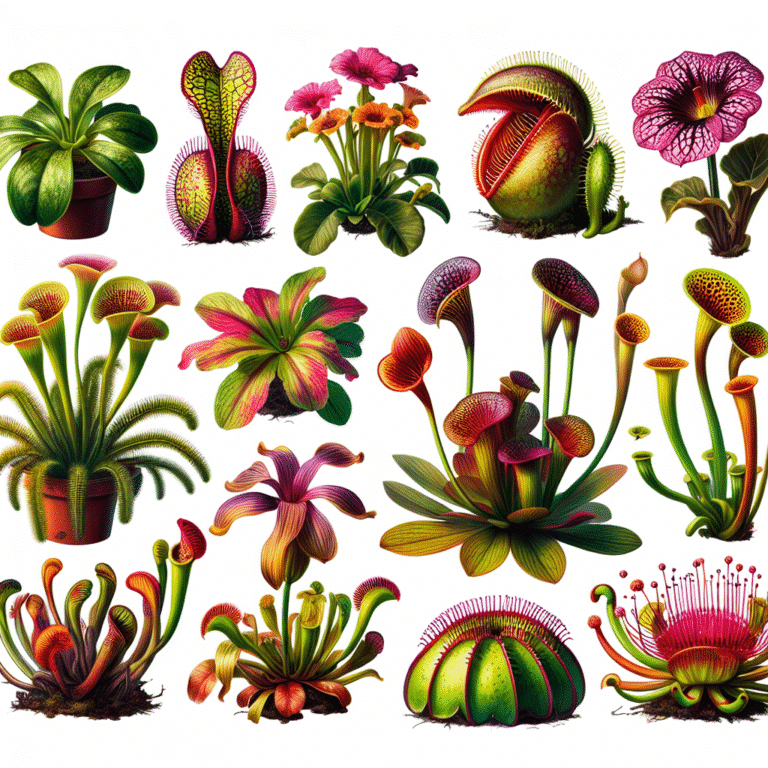 Plantas carnívoras com cores e formatos diferentes